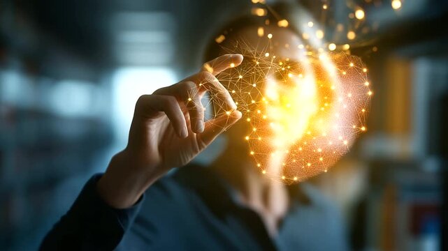 AI in e library concept faceless framing room gently defocused knowledge base on internet digital library e books e learning knowledge network with copy space