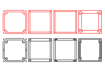 set of. chinese order. Happy chinese new year 2026, year of the ox . Isolated on background. frame chinese ornament. ox sign zodiac	
