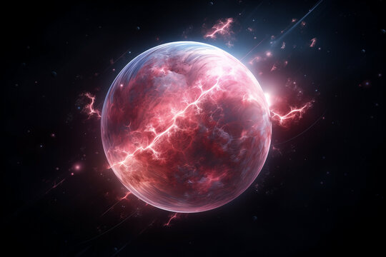 planet pink abstract in dark space - Powered by Adobe