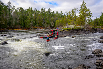 Canoeists in white water