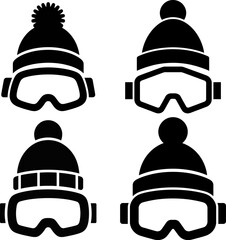 Winter Ski Goggles Beanie Hat Set