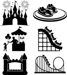 Amusement Park and Carnival Icon Set