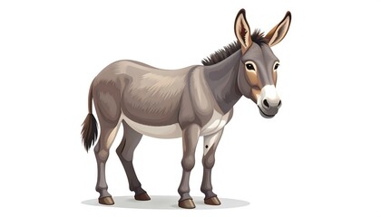 A Digitally Rendered Donkey Standing on a White Background Portrait