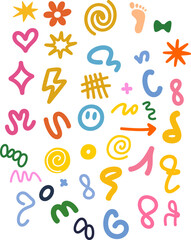 Hand Drawn Colorful Doodle Element Set