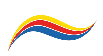 Dynamic, flowing waves of yellow, red, and blue create an abstract energetic composition suitable for design.