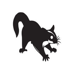 Black silhouette of a squirrel on a white background