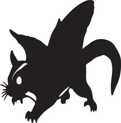 Black silhouette of a squirrel on a white background