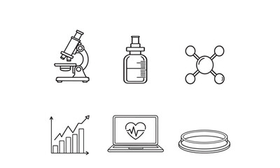  A set of six meticulously crafted line art icons, each representing essential elements. 