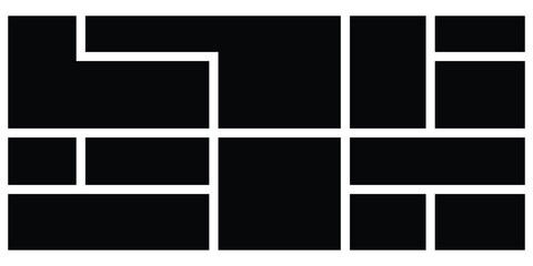 Grid puzzle abstract design on white page. Modern brick abstract bento-grid icons on white background. Isolated abstract modern Bento-grid icons on white background. EPS 10. 