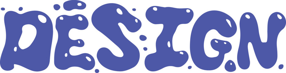Blue blob letters spelling D E S I G N on a white background lettering text