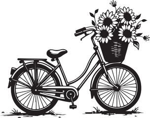 Vintage Floral Bicycle Silhouettes Bundle