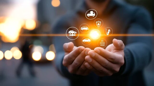 Insurance and assurance concept crop below eyes background softly defocused medical life car home travel coverage comprehensive policy management businessman with virtual