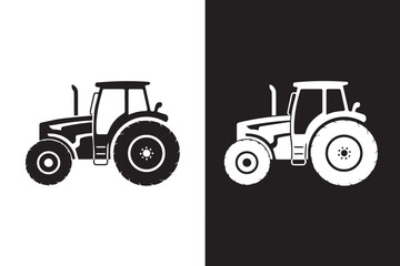 tractor agriculture vehicle emblem negative space dual color vector artwork