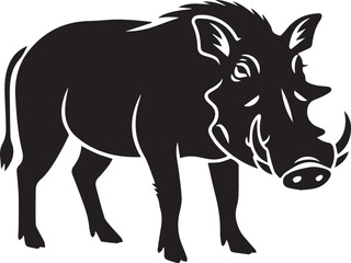 Obraz premium Detailed silhouette of a warthog standing profile facing forward ready for use