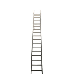 A long ladder stretching upwards, symbolizing progress, ambition, and the climb to success isolated on transparent background