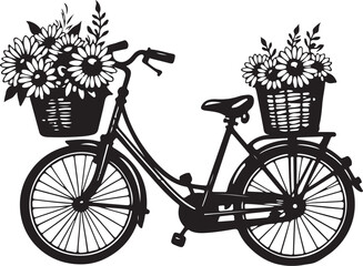 Vintage Floral Bicycle Silhouettes Bundle
