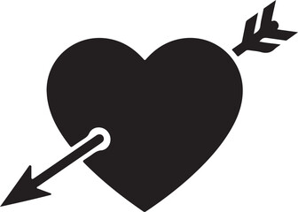 Heart with Arrow Icon Black Cupid Love and Romance Symbol