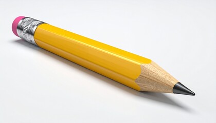 Used Yellow Pencil with Pink Eraser on White Background