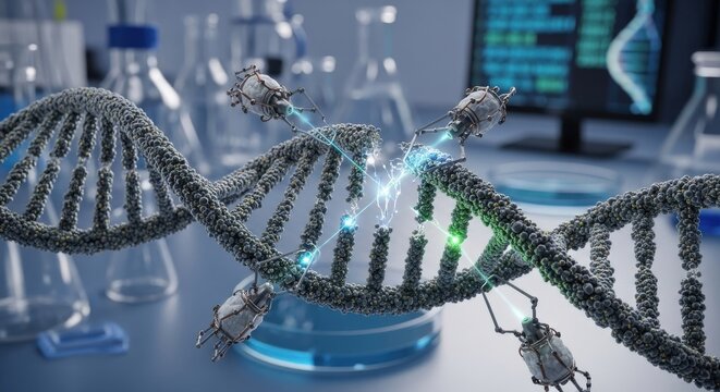 Nanobots manipulating dna helix