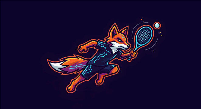 Viral Esports Mascot Logo Cyber Fox Vector Gaming Icon