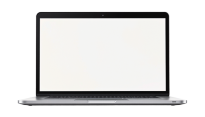 A laptop with a blank white screen on black back .ai generative, transparent background, white background. isolated on white background, png, jpeg, jpg.