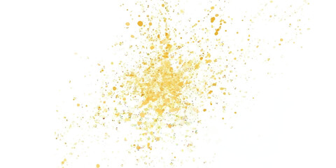 Abstract golden glitter splatter design on a clean white background texture.