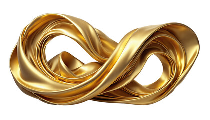 Golden satin ribbon flowing in elegant swirl