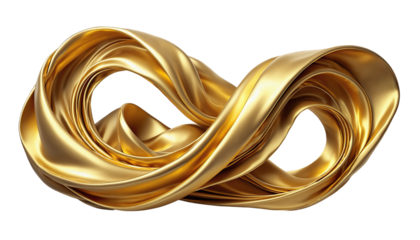 Golden satin ribbon flowing in elegant swirl