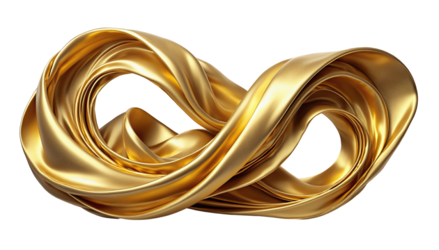Golden satin ribbon flowing in elegant swirl - Powered by Adobe