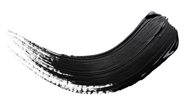 Black ink brush stroke isolated on transparent background