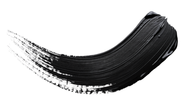 Black ink brush stroke isolated on transparent background