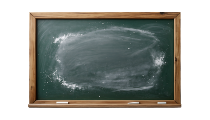 Green school chalkboard isolated on white transparent background