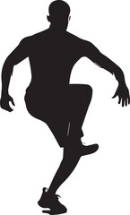 Black vector silhouette of a young man runner in action and a woman dancer in a graceful pose