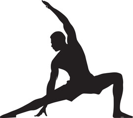Black vector silhouette of a woman or girl in a yoga pose, showing fitness and sport with an illustration of the body in action