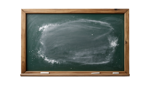 Green school chalkboard isolated on white transparent background