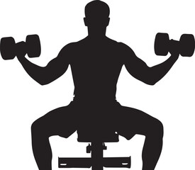 Black silhouette of one man lifting weights