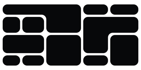 Obraz premium Modern abstract bento-grid icon on white page. Modern design bento-grid. Black dark isolated modern Bento-grid puzzle brick icons on white background. EPS 10. 