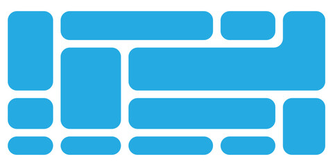 Obraz premium Blue modern bento-grid icons on white background. Abstract blue bento grid icons on white page. Puzzle brick bento icons on white page. Modern geometric templet visual brick icons. EPS 10. 