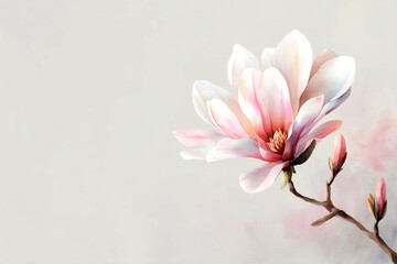 Fototapeta premium Elegant Watercolor Floral Arrangement with Soft Petals and Artistic Splatters