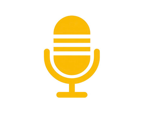 Yellow microphone icon audio symbol podcast communication broadcast isolated on transparent background modern flat design technology digital media music voice recording creative simple style