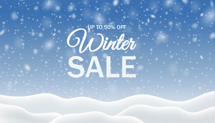 Sale Poster Winter With Snowflake