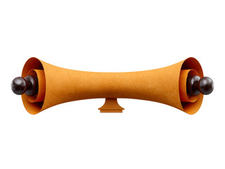 Vintage brown gramophone horn speaker with metal accents, isolated transparency background, retro audio equipment, classic music device, nostalgic and decorative, unique design, horizontal