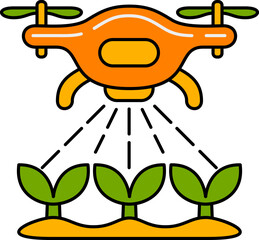 Agriculture Drone Flying Above Crops Icon