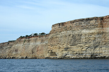 Steep Black Sea coast in Sevastopol