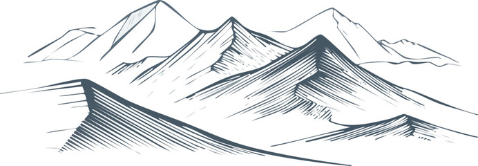 Line-art Christmas star shining above mountains, elegant minimal holiday vector , Minimal nativity star over mountain peaks, festive winter line drawing