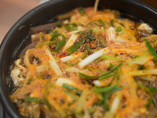 Korean traditional food. Spicy Beef and Vegetable Soup : yukgaejang