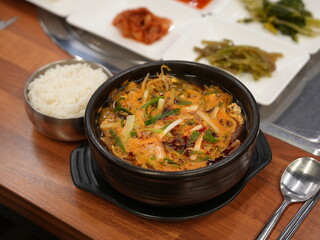 Korean traditional food. Spicy Beef and Vegetable Soup : yukgaejang