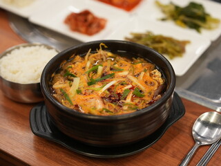 Korean traditional food. Spicy Beef and Vegetable Soup : yukgaejang