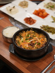 Korean traditional food. Spicy Beef and Vegetable Soup : yukgaejang