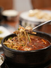 Korean traditional food. Spicy Beef and Vegetable Soup : yukgaejang